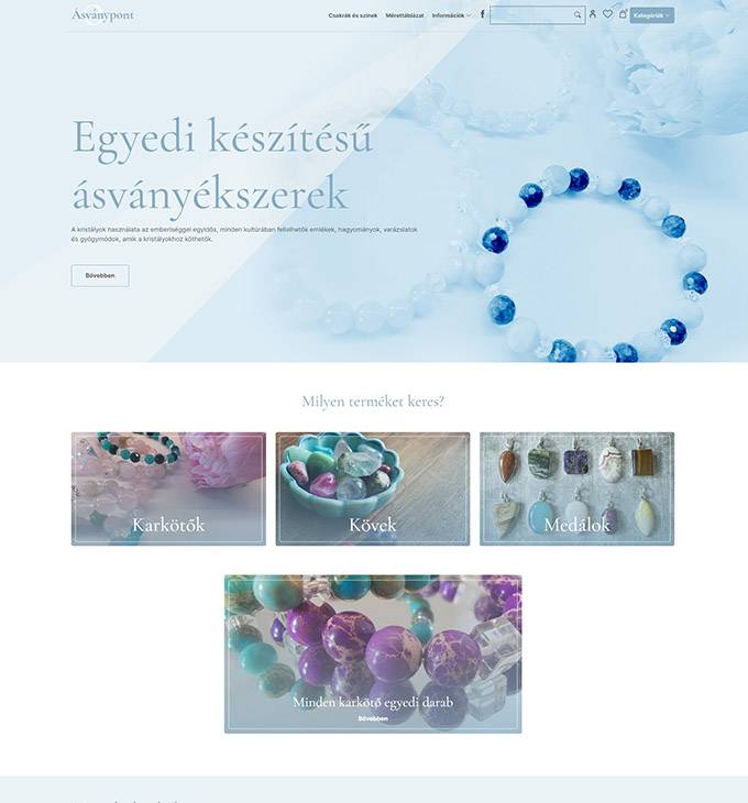 Asvanypont.hu - Egyedi készítésű ásványékszerek - reszponzív webshop készítés