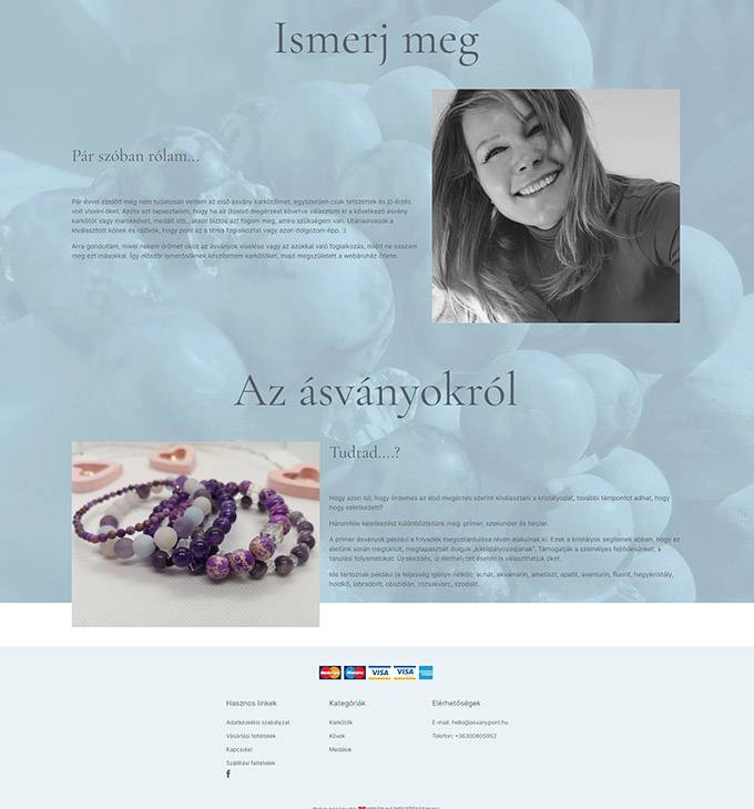 Asvanypont.hu - Egyedi készítésű ásványékszerek - reszponzív webshop készítés