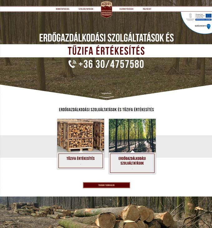 Aszai.hu - Erdőgazdálkodás, tűzifa értékesítési reszponzív weboldal készítés