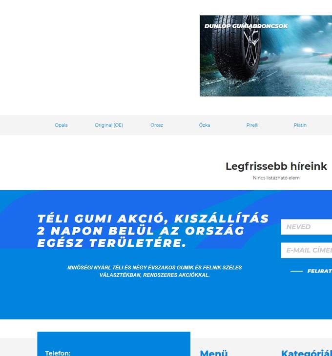 Autogumi.shop.hu - Új gumi és felni értékesítés - reszponzív webáruház készítés