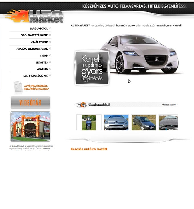 auto-market.hu honlap módosítási munkái