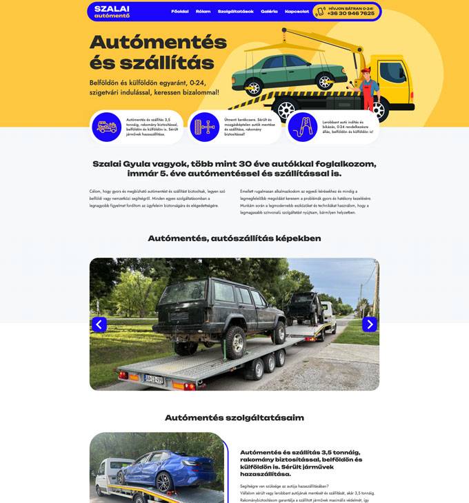 Automentesszigetvar.hu - Autómentés és szállítás - Szalai Gyula - reszponzív weboldal készítés