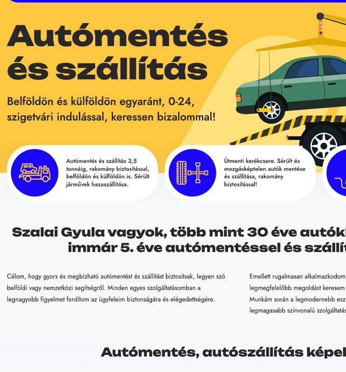 Automentesszigetvar.hu - Autómentés és szállítás - Szalai Gyula - reszponzív weboldal készítés