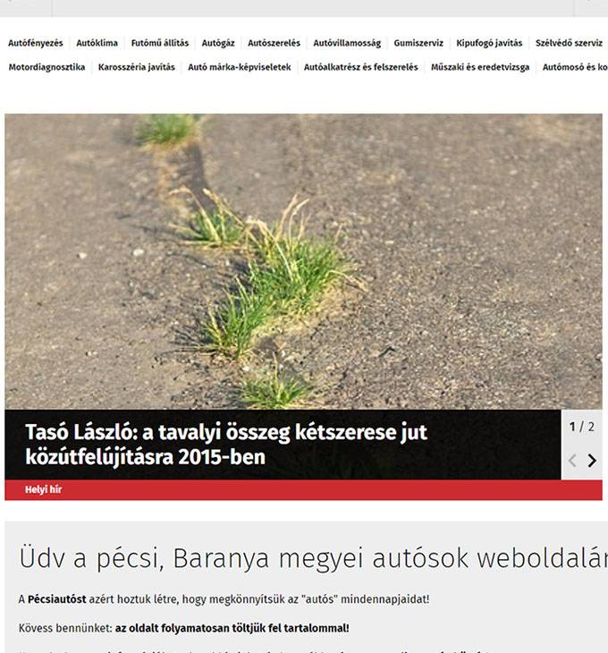 Autos.hu - autósok információs reszponzív weboldalának elkészítése