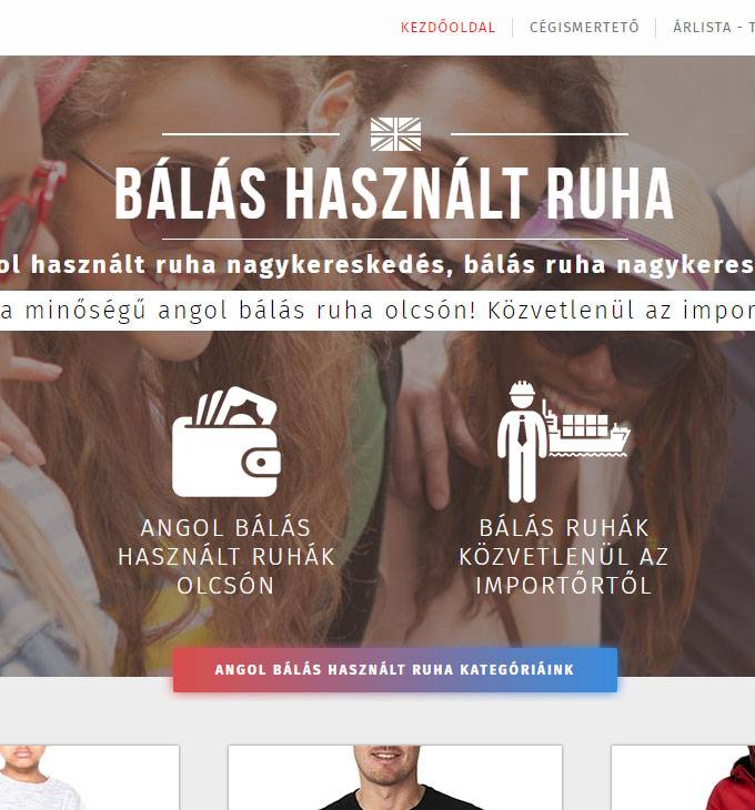 Balashasznaltruha.eu céges bemutatkozó honlap készítése