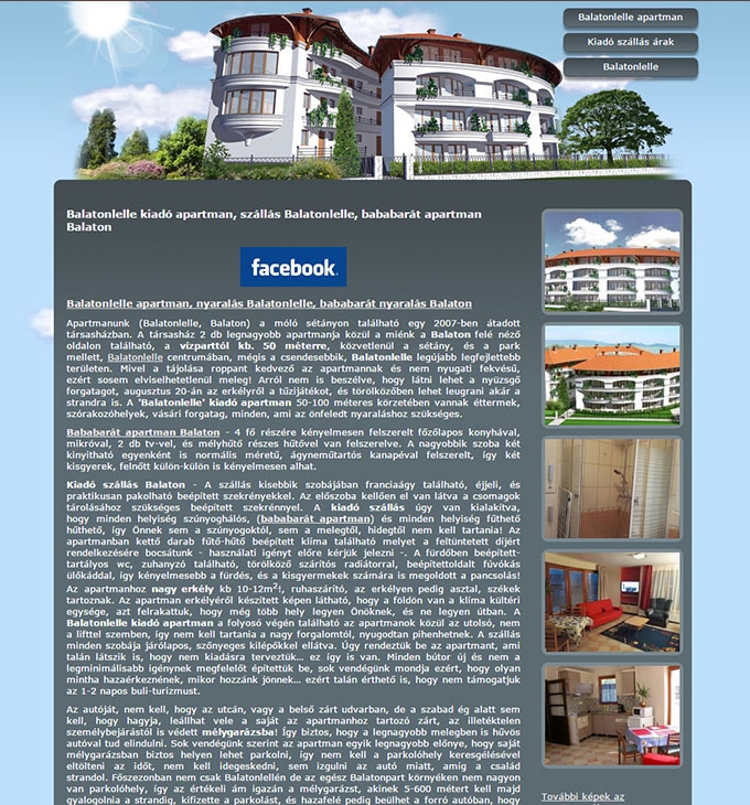 Balatonlelle-kiado-apartman.hu weboldal tervezés
