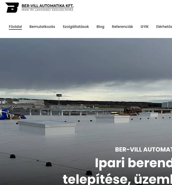 Bervillautomatika.hu honlapkészítés