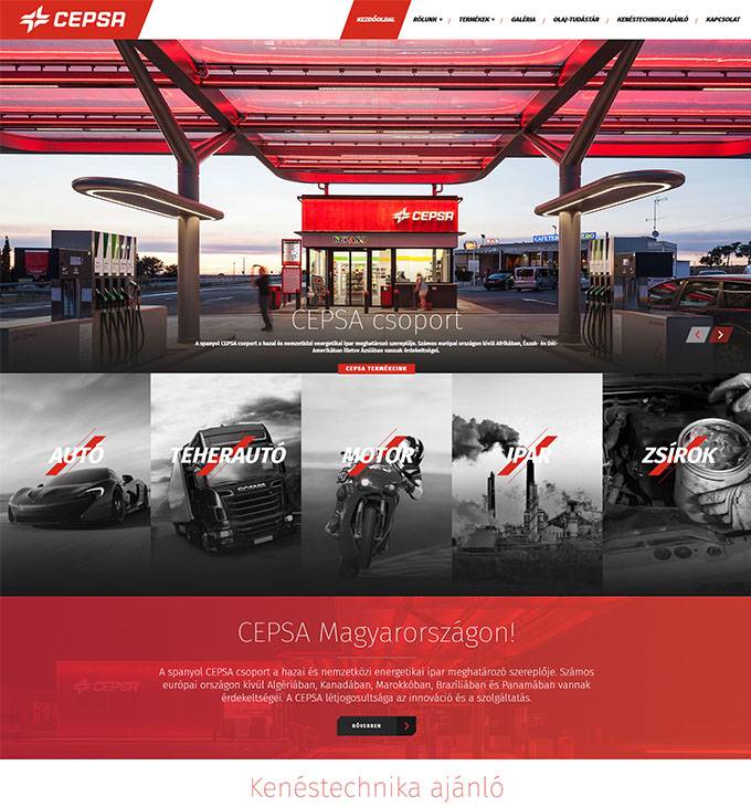 Cepsa.hu prémium minőségű motorolajok - reszponzív honlap készítés