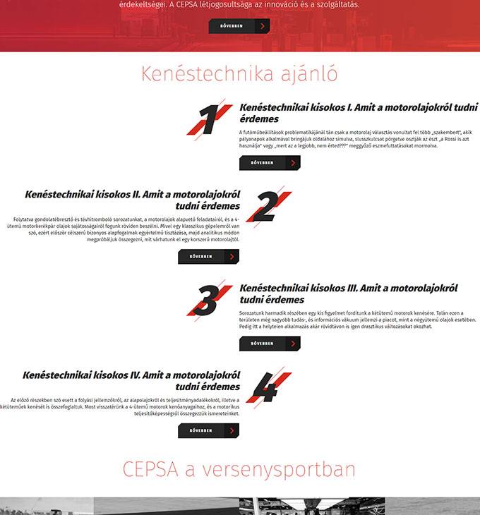 Cepsa.hu prémium minőségű motorolajok - reszponzív honlap készítés