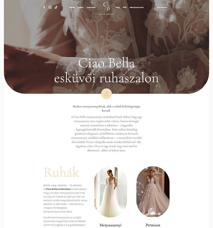 Ciaobellasposa.hu prémium weboldal elkészítése