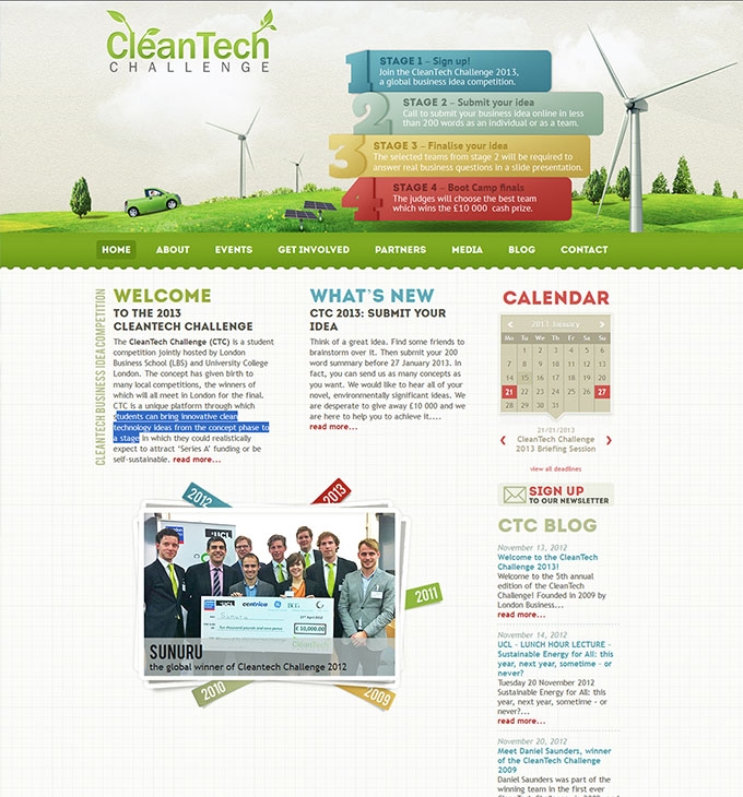 cleantechnologychallenge.com honlap elkészítése