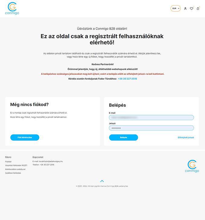 Conmigo.hu - B2B webáruház készítés