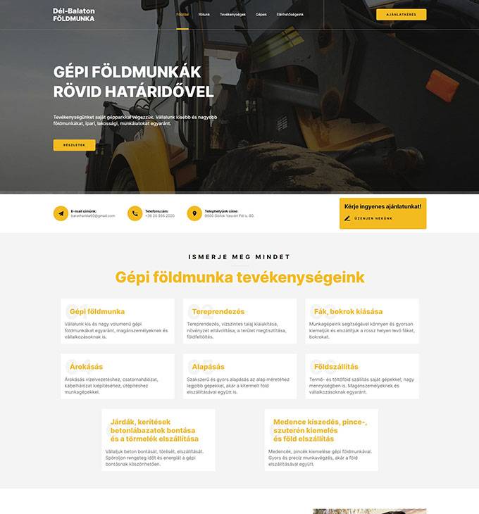 Del-balaton-foldmunka.hu - Gépi földmunka rövid határidővel - reszponzív honlapkészítés