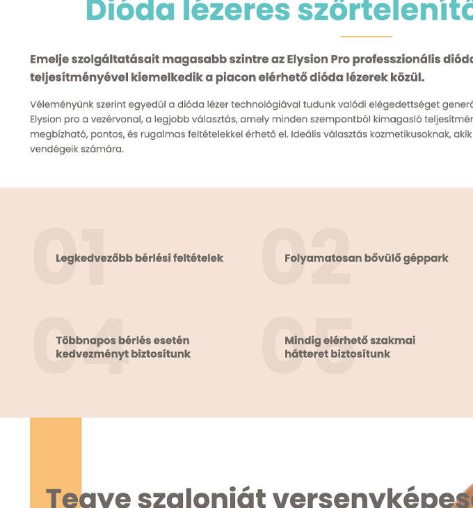 Diodalezergepberles.hu - Elysion Pro dióda lézeres szőrtelenítő gép bérlés - reszponzív honlapkészítés