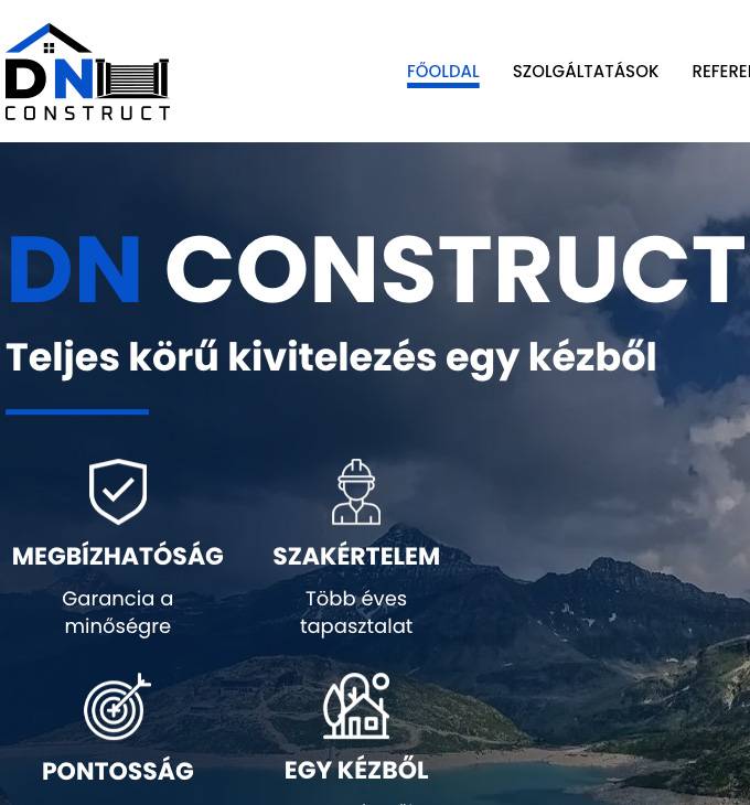 Dnconstruct.hu bemutatkozó honlap elkészítése