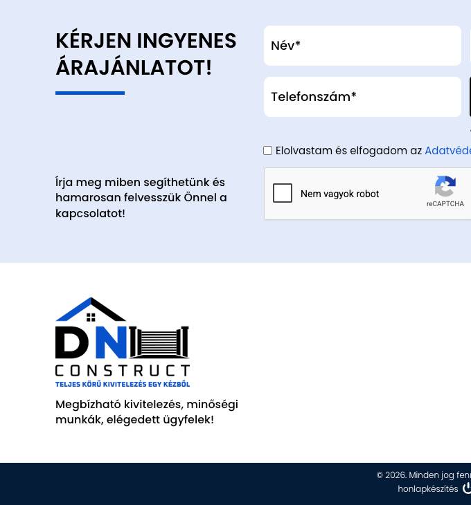 Dnconstruct.hu bemutatkozó honlap elkészítése