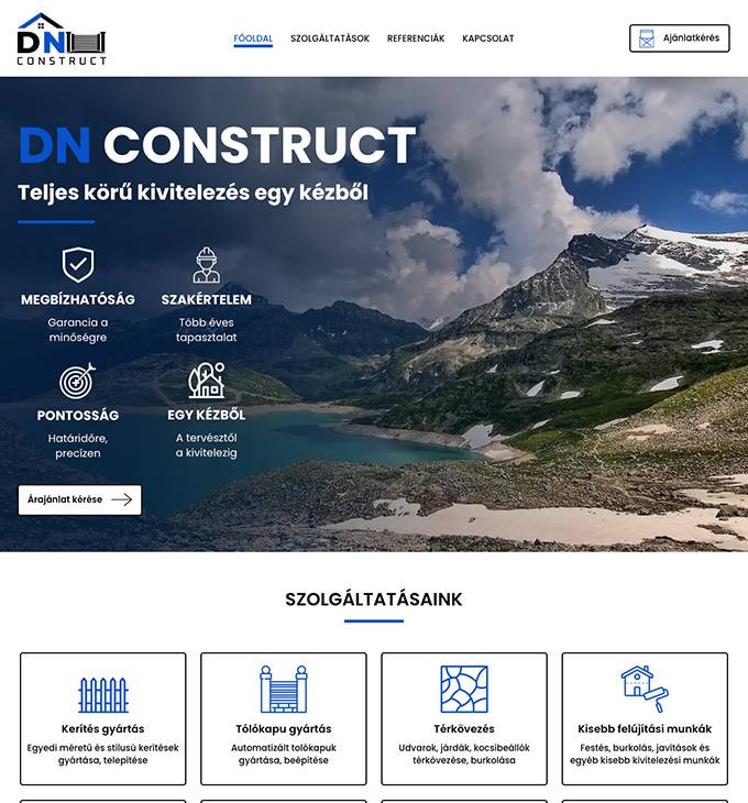 Dnconstruct.hu bemutatkozó honlap elkészítése