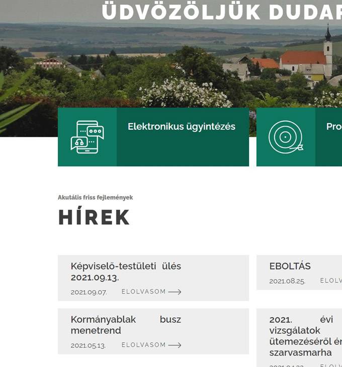 Dudar.hu - Dudar Község - reszponzív honlap készítés