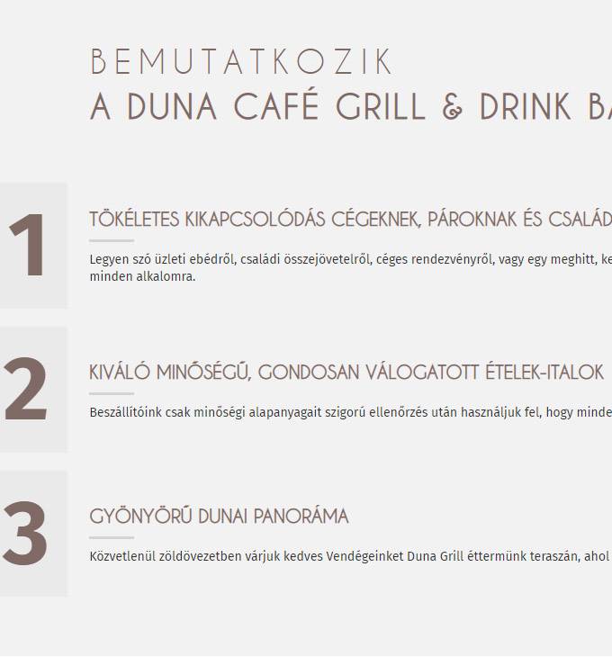 Dunagrillterasz.hu - Duna Café Grill & Drink Bar - reszponzív honlapkészítés