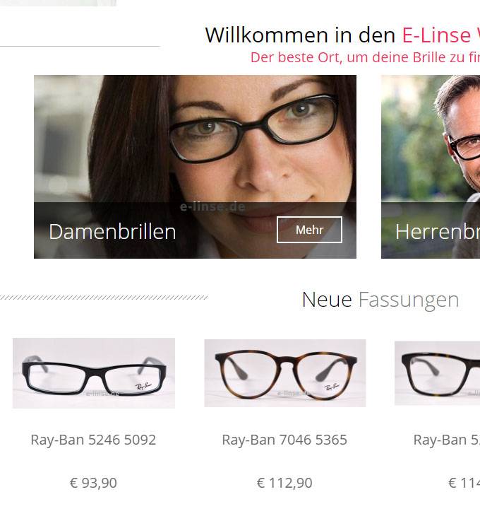 E-linse.de - Online optiker - reszponzív webáruház készítés