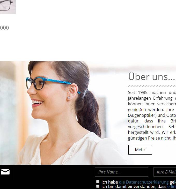 E-linse.de - Online optiker - reszponzív webáruház készítés