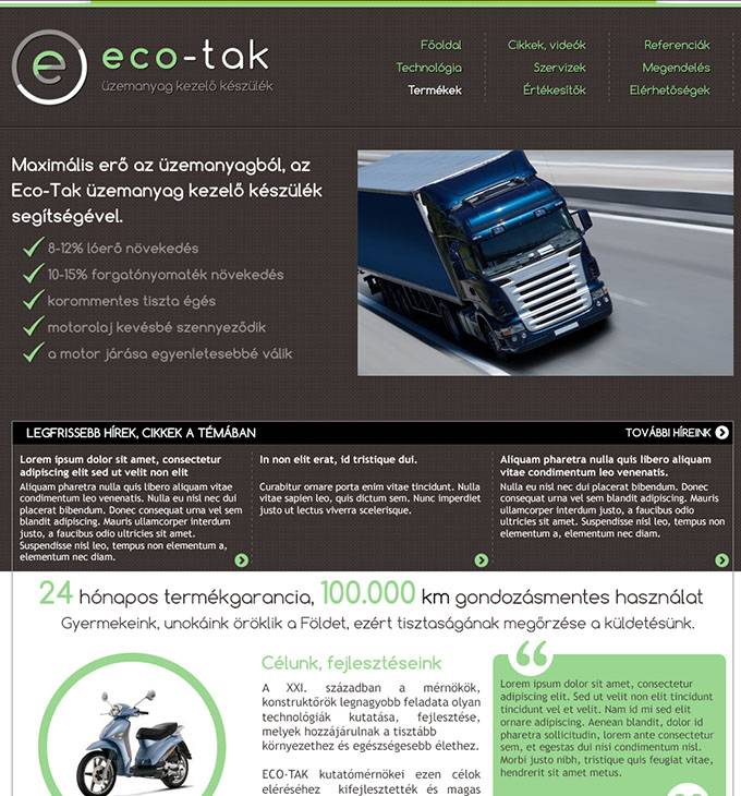 Eco-tak.hu honlapjának elkészítése