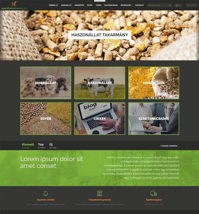 Egyeditakarmanyok.hu - Egyedi takarmányok reszponzív webáruház készítés