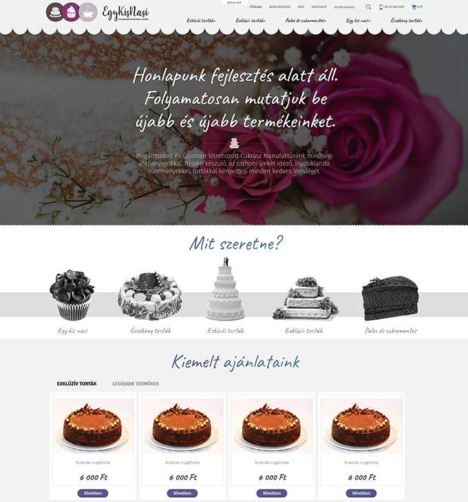 Egykisnasi.hu minőségi tortákat árusító reszponzív webshop készítés