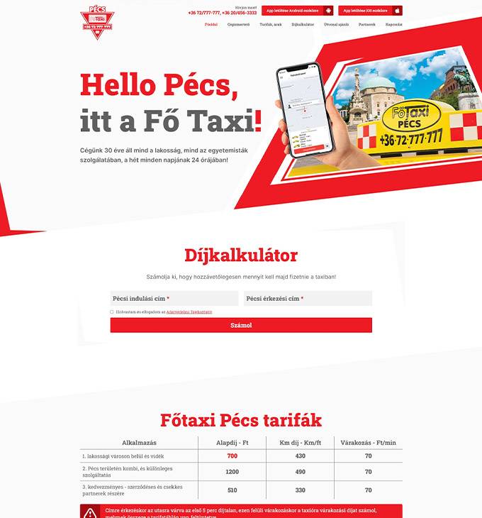 Euro900taxi.hu - FŐTAXI Pécs, taxi rendelés - reszponzív honlapkészítés