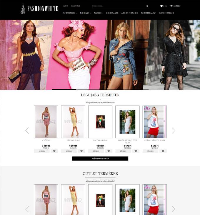 Fashionwhite.hu - női divatos ruhák és kiegészítők reszponzív webáruháza