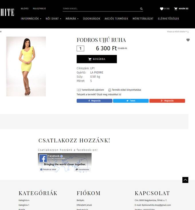 Fashionwhite.hu - női divatos ruhák és kiegészítők reszponzív webáruháza