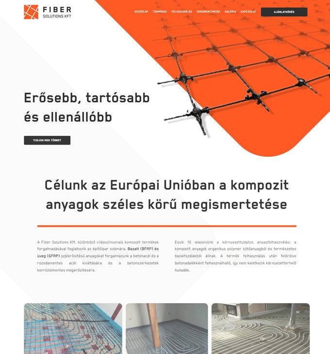 Fibersolution.hu - Kompozit anyagok betonacél helyett - reszponzív honlapkészítés