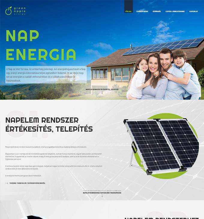 Gaenergy.hu - Green Apple Energy Kft. napelemes rendszerek - reszponzív honlapkészítés