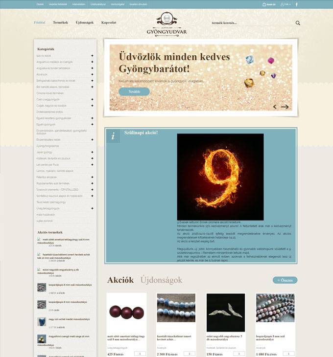 Gyongyudvar.hu - Gyöngy, gyöngyfűzés - reszponzív webáruház készítés