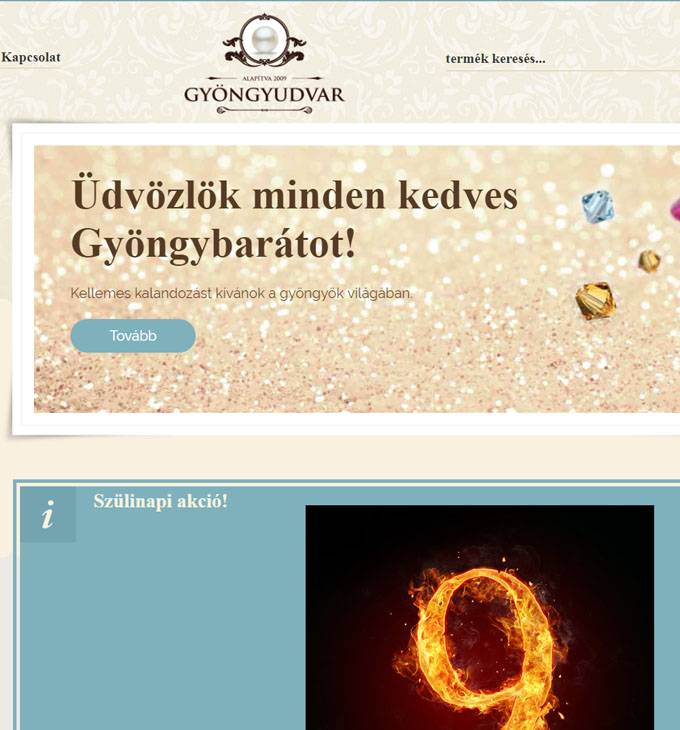 Gyongyudvar.hu - Gyöngy, gyöngyfűzés - reszponzív webáruház készítés