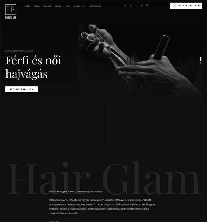 Hairglam.hu - Pécs fodrászat, férfi és női hajvágás - reszponzív honlapkészítés