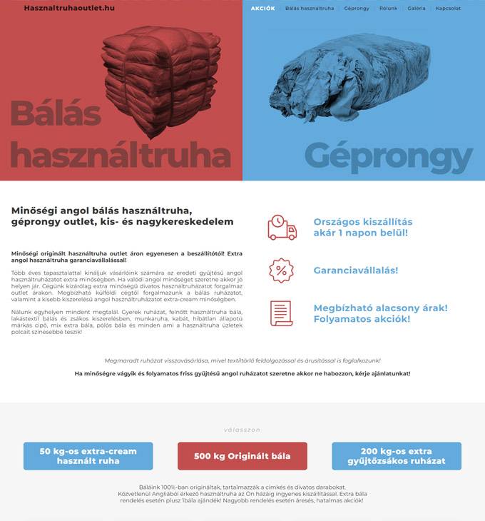 Hasznaltruhaoutlet.hu - Minőségi angol bálás használtruha, géprongy - reszponzív honlapkészítés