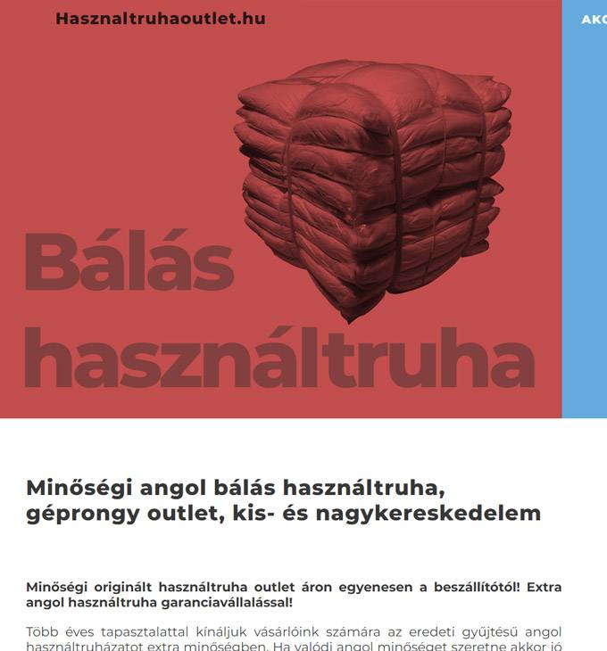 Hasznaltruhaoutlet.hu - Minőségi angol bálás használtruha, géprongy - reszponzív honlapkészítés
