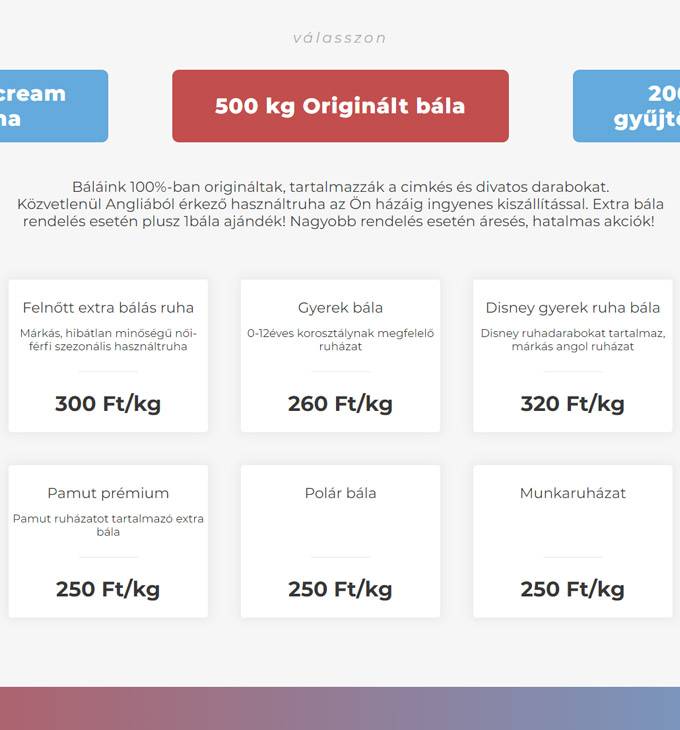 Hasznaltruhaoutlet.hu - Minőségi angol bálás használtruha, géprongy - reszponzív honlapkészítés
