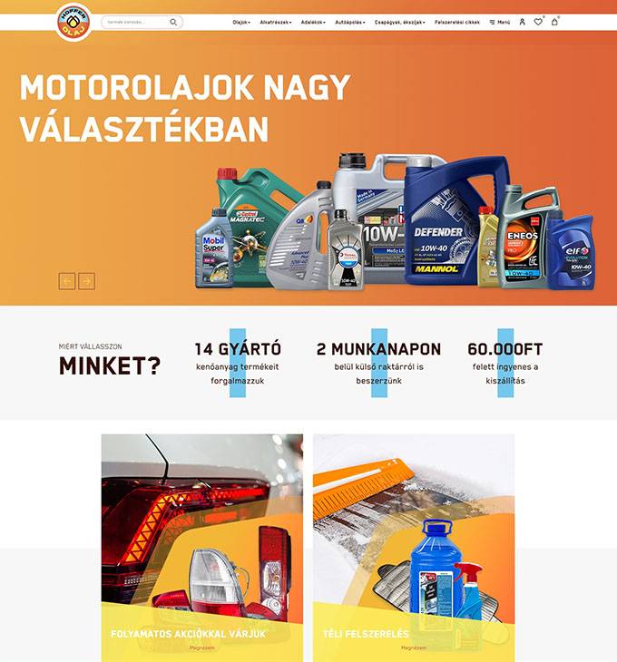 Hofferolaj.hu - Kenőanyag, olaj, mezőgazdasági, személygépjármű alkatrészek - reszponzív webshop készítés