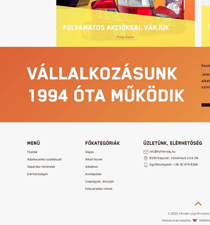 Hofferolaj.hu - Kenőanyag, olaj, mezőgazdasági, személygépjármű alkatrészek - reszponzív webshop készítés