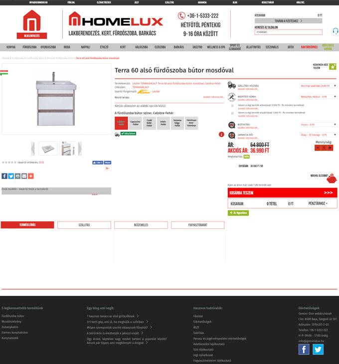 Homelux.hu - Fürdőszobabútor, mosdószekrény, zuhanykabin - reszponzív webáruház készítés