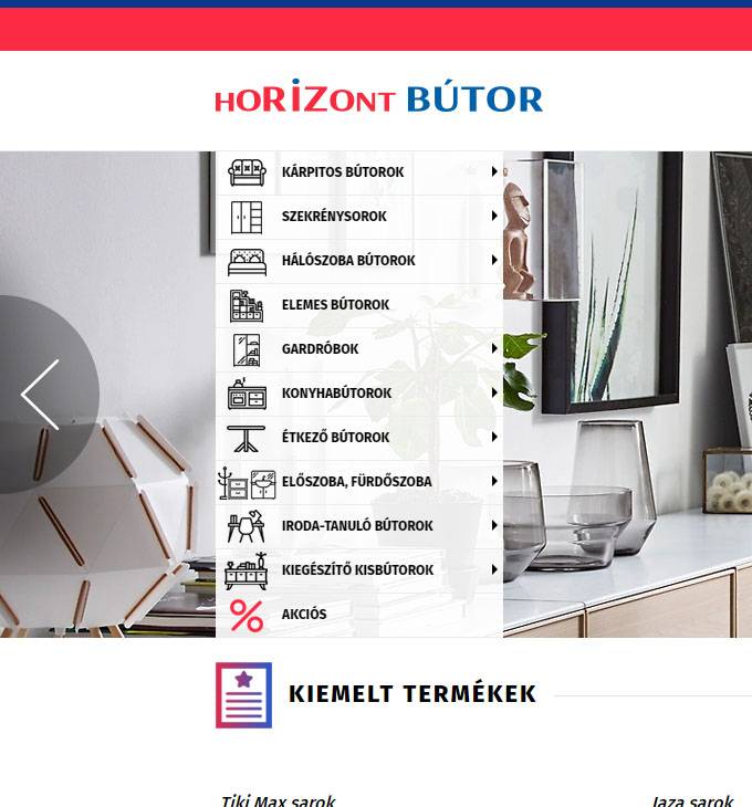 Horizontbutor.hu - reszponzív bútorwebáruház készítés