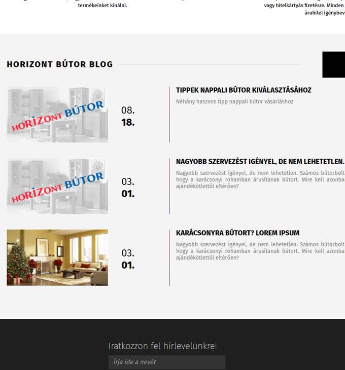 Horizontbutor.hu - reszponzív bútorwebáruház készítés