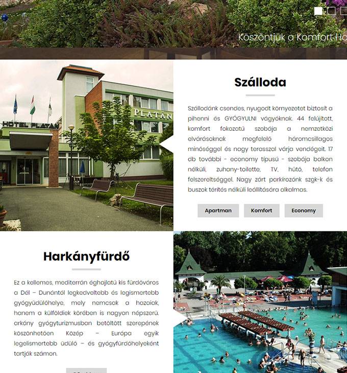 Hotelplatan.com - Komfort Hotel Platán - reszponzív honlapkészítés