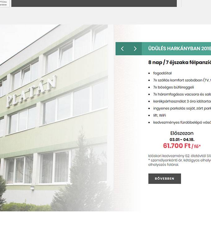 Hotelplatan.com - Komfort Hotel Platán - reszponzív honlapkészítés