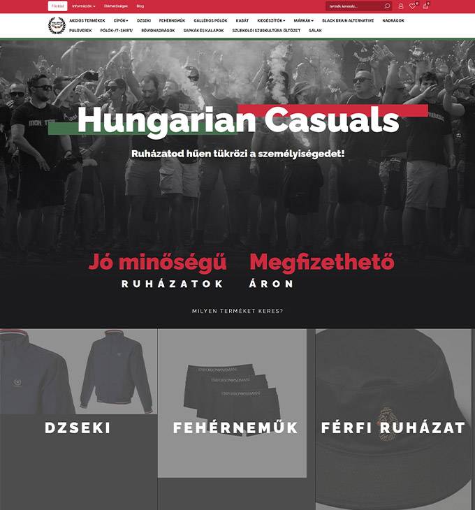 Hungariancasuals.com - Szurkolói bolt, szurkolói ruházat - reszponzív webáruház készítés