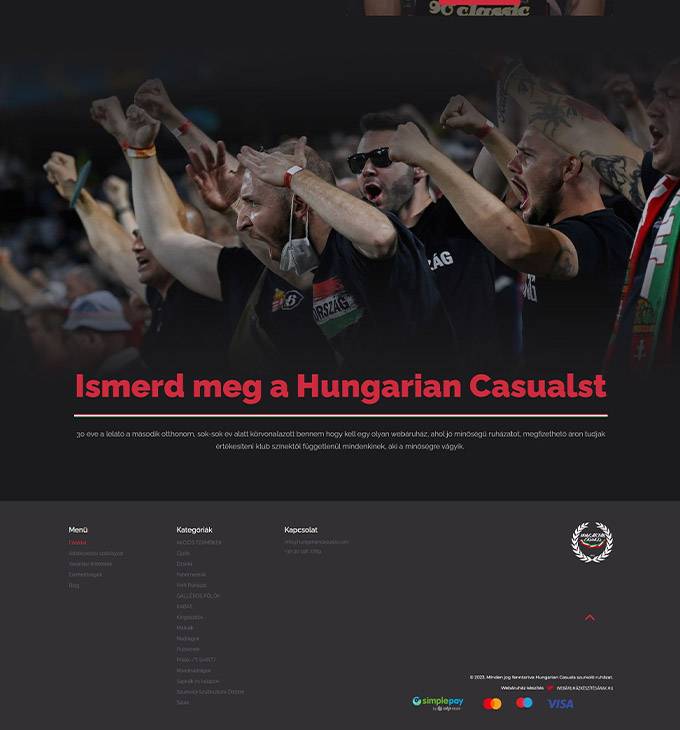 Hungariancasuals.com - Szurkolói bolt, szurkolói ruházat - reszponzív webáruház készítés