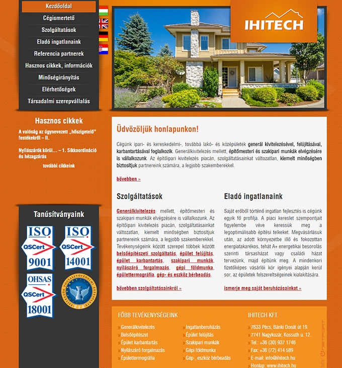 Ihitech.hu weboldal elkészítése