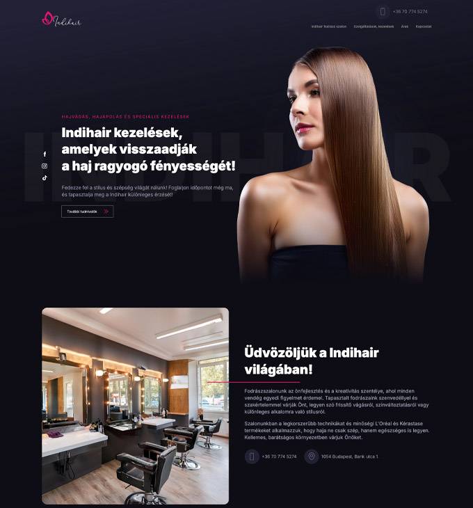 Indihair.hu - Indihair fodrászat Budapest, hajvágás, hajápolás - reszponzív honlapkészítés